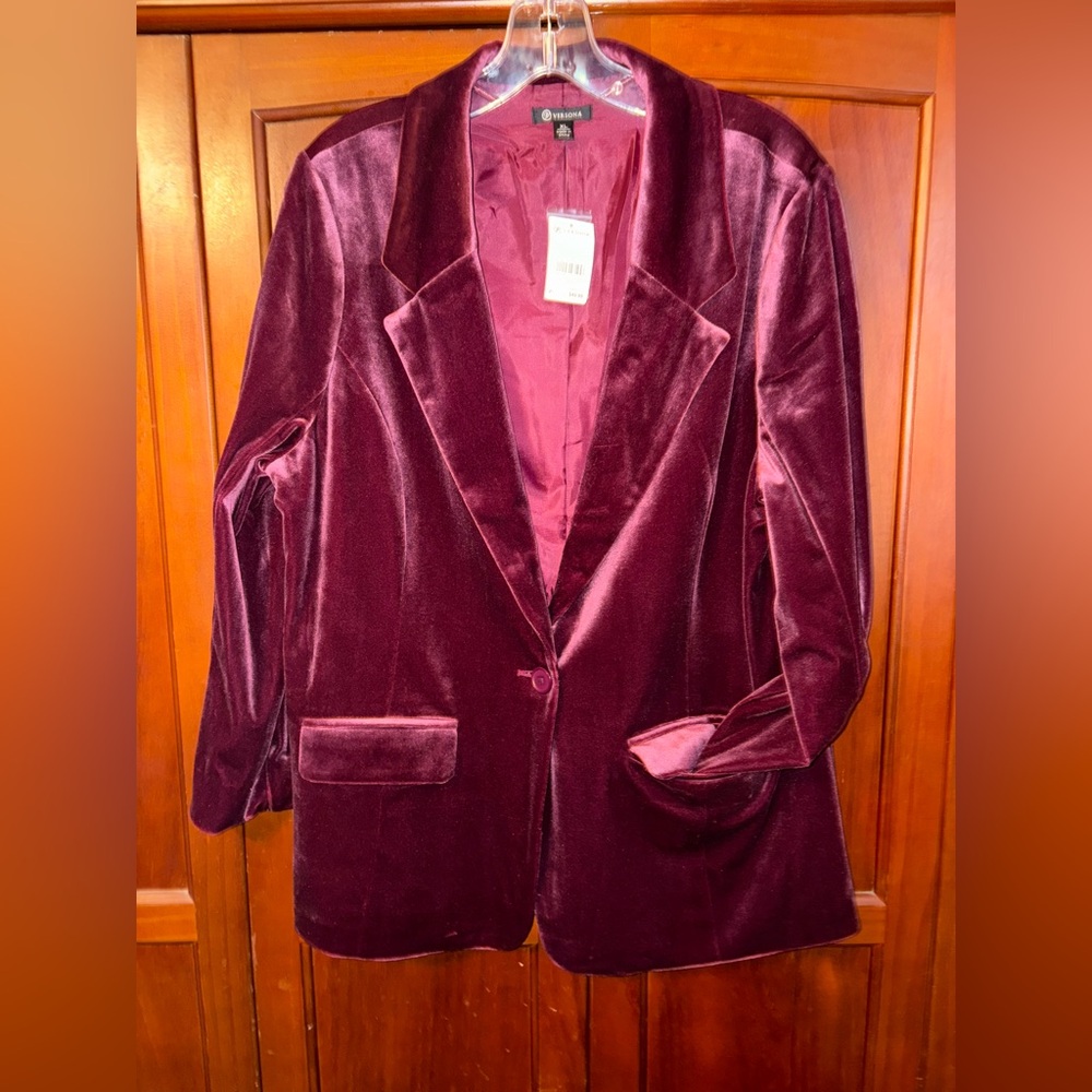 Versona Velvet Blazer in Deep Burgundy